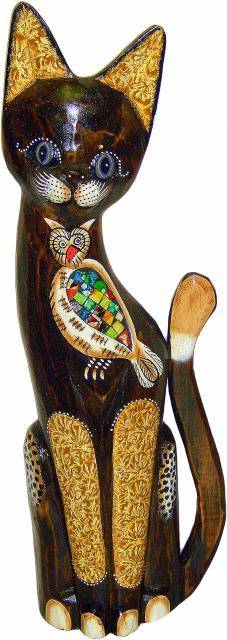 Фигурка 'Котик с совой из мозаики' 40см.