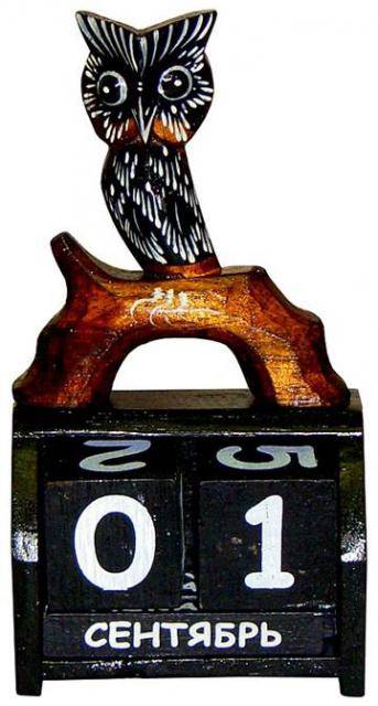 Календарь настольный с фигуркой "Сова на ветке" 7х14см.