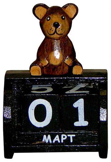 Календарь настольный с фигуркой животного "Медведь" 10х15см. 