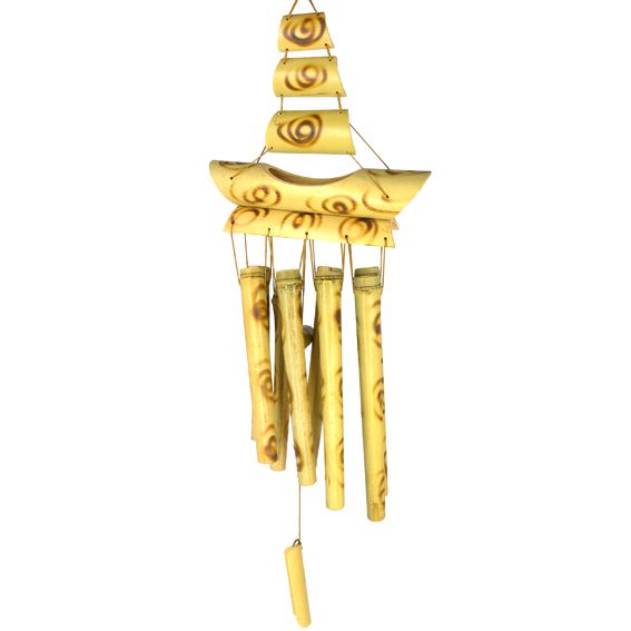 Музыка ветров с бамбуковыми трубочками Кораблик 65см, 8 трубочек