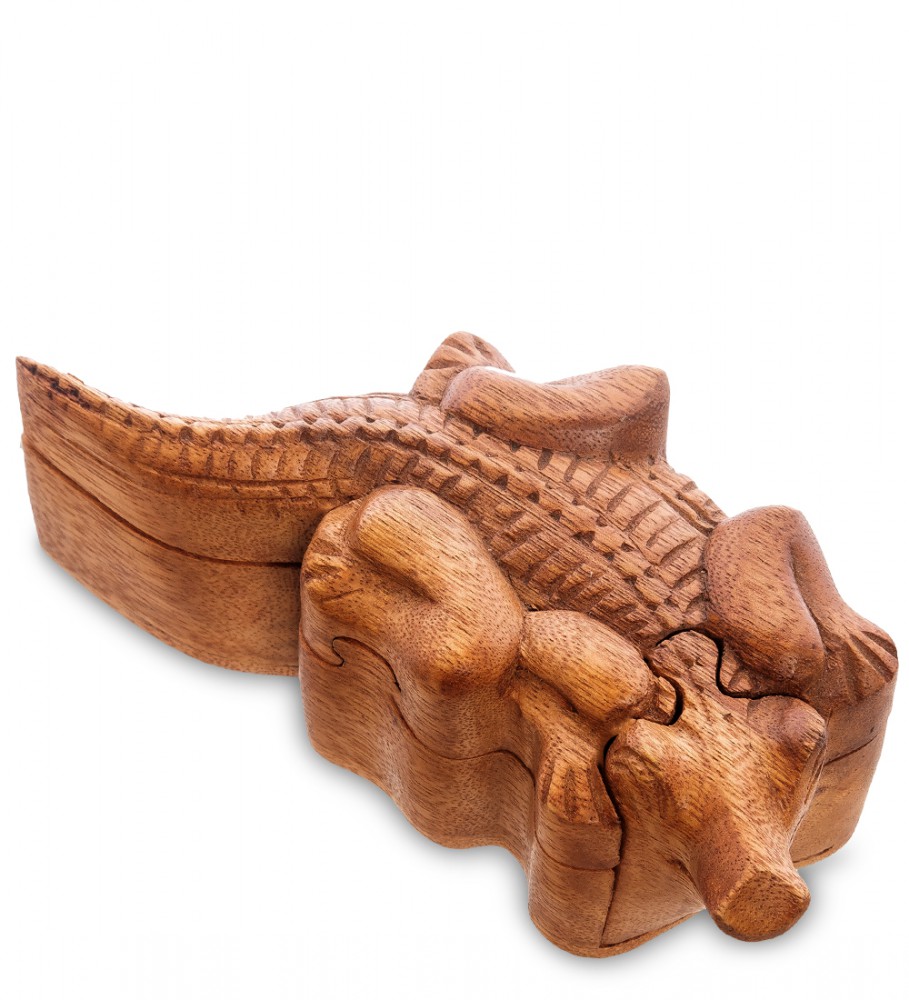 Шкатулка головоломка Крокодил 18 см