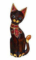Деревянная фигурка "Кошка изящная в галстуке 30 см