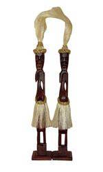 Набор из двух деревянных статуэток  "Семья аборигенов" 40см. тиковое дерево,  резьба