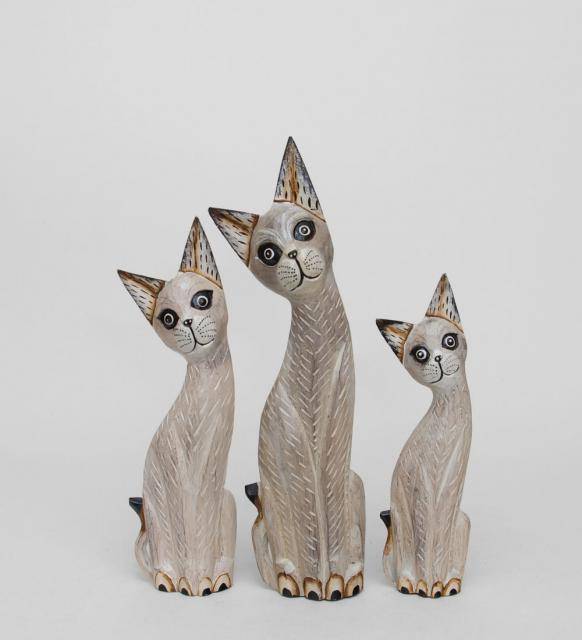 Фигурки кошек с о. Бали набор из трех 35/30/25 см