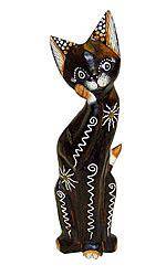 Интерьерная фигурка 'Кошка полосатая с лапкой у мордочки' 60см. 